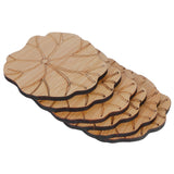 6Pcs/Set Teacup Mat Bamboo Coaster Heat Insulated Cup Pad Drinkware Tabletop AccessoryLotus Leaf Type - Close-Up Angle