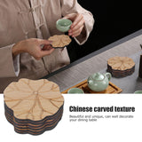 6Pcs/Set Teacup Mat Bamboo Coaster Heat Insulated Cup Pad Drinkware Tabletop AccessoryLotus Leaf Type - Extra Image