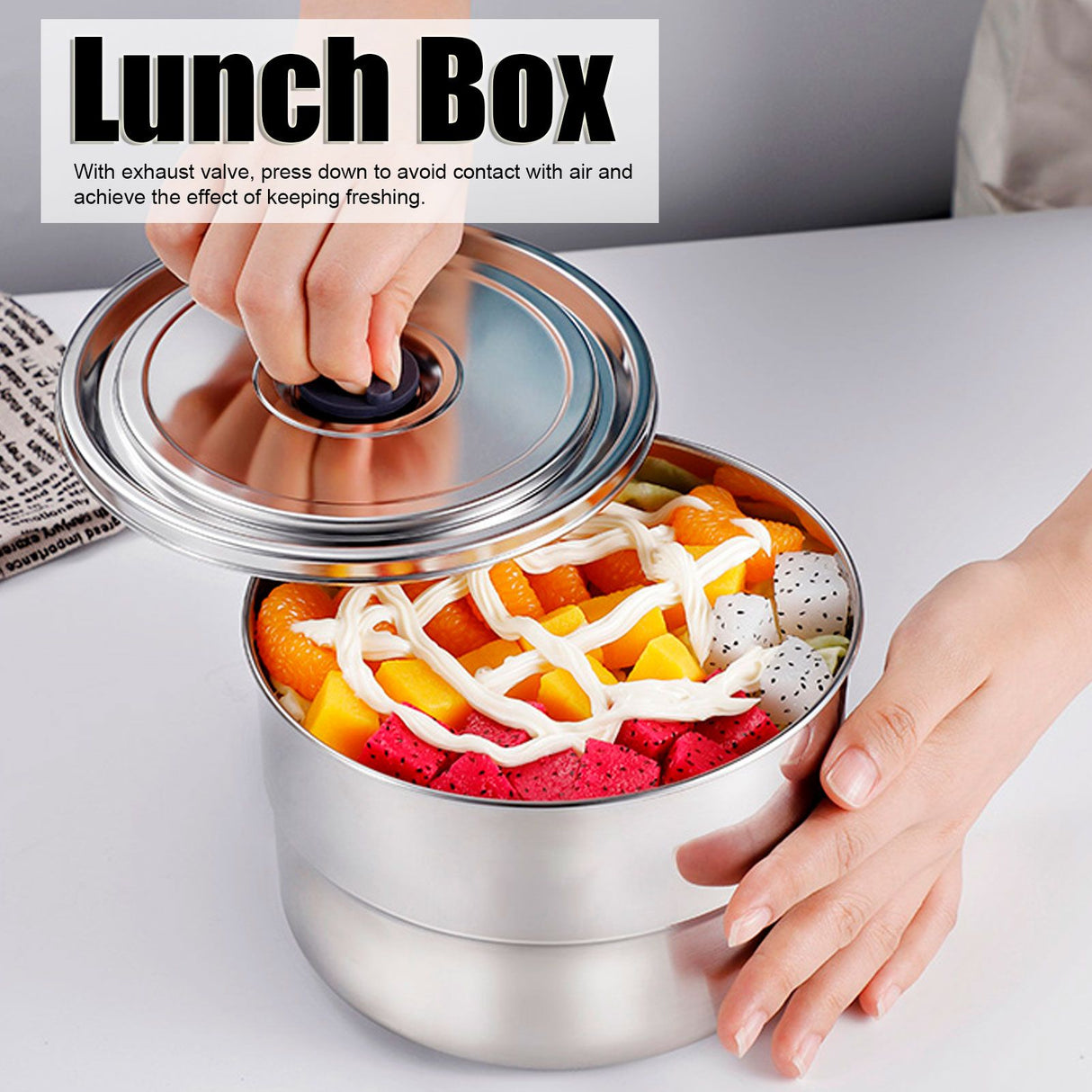 Lunch Box Portable 304 Stainless Steel Food Storage Container for School Picnic Camping1600ml
