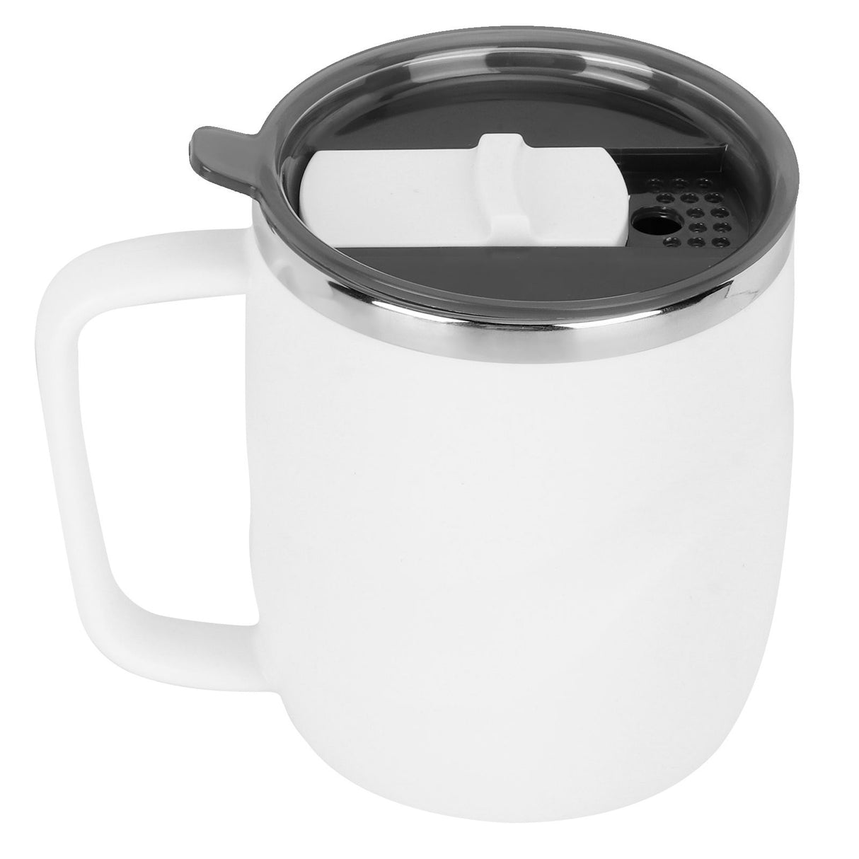 400ml Coffee Mug Stainless Steel Anti Scalding Water Cup with Lid for Home Office Wonderful Gift(White )
