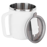 400ml Coffee Mug Stainless Steel Anti Scalding Water Cup with Lid for Home Office Wonderful Gift(White )