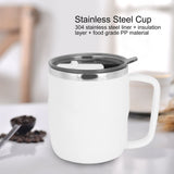 400ml Coffee Mug Stainless Steel Anti Scalding Water Cup with Lid for Home Office Wonderful Gift(White )