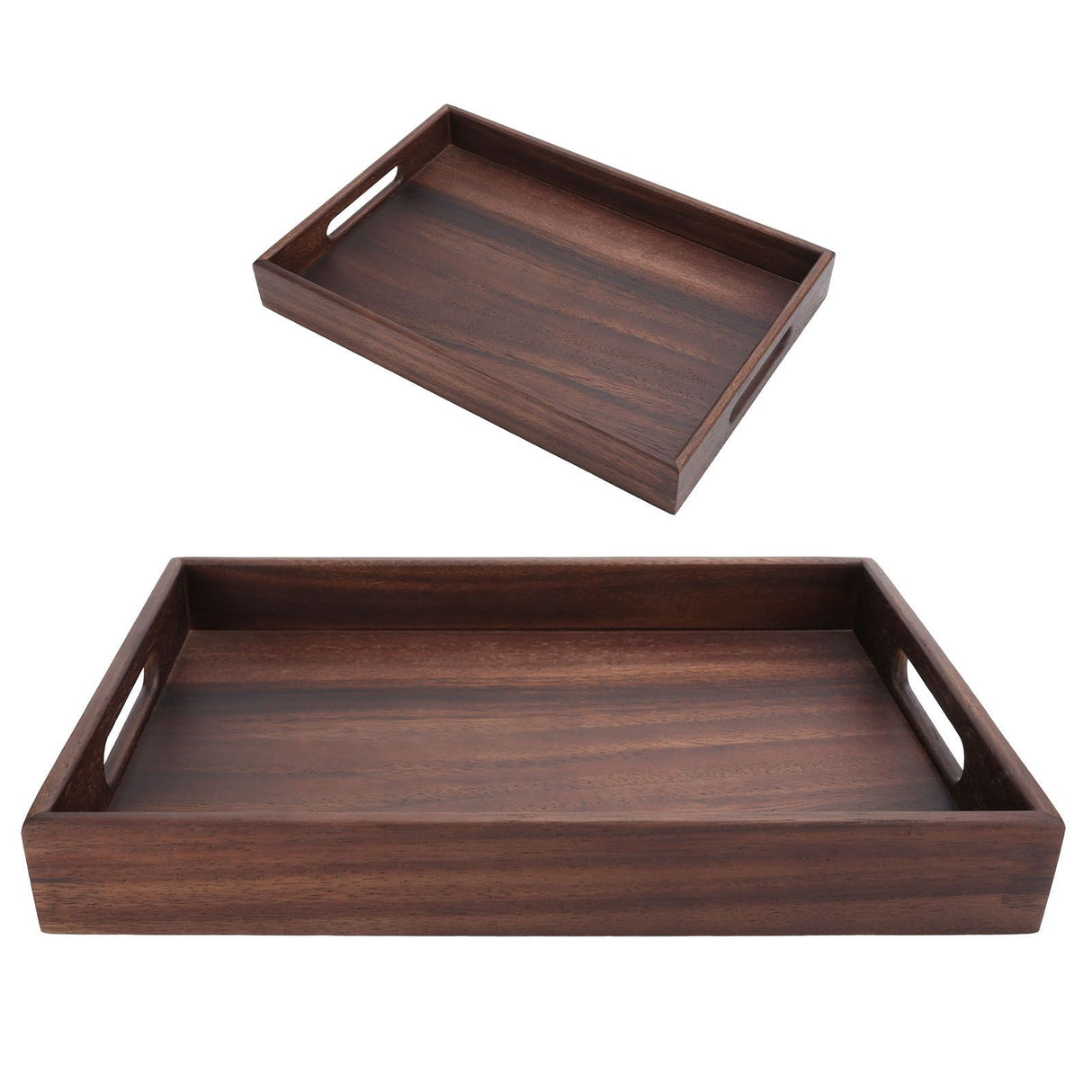Rectangular Wooden Serving Tray with Grooves Breakfast Food Tray for Tea Coffee Fruit SnackS