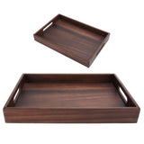 Rectangular Wooden Serving Tray with Grooves Breakfast Food Tray for Tea Coffee Fruit SnackS - 45-Degree Angle