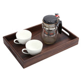 Rectangular Wooden Serving Tray with Grooves Breakfast Food Tray for Tea Coffee Fruit SnackS