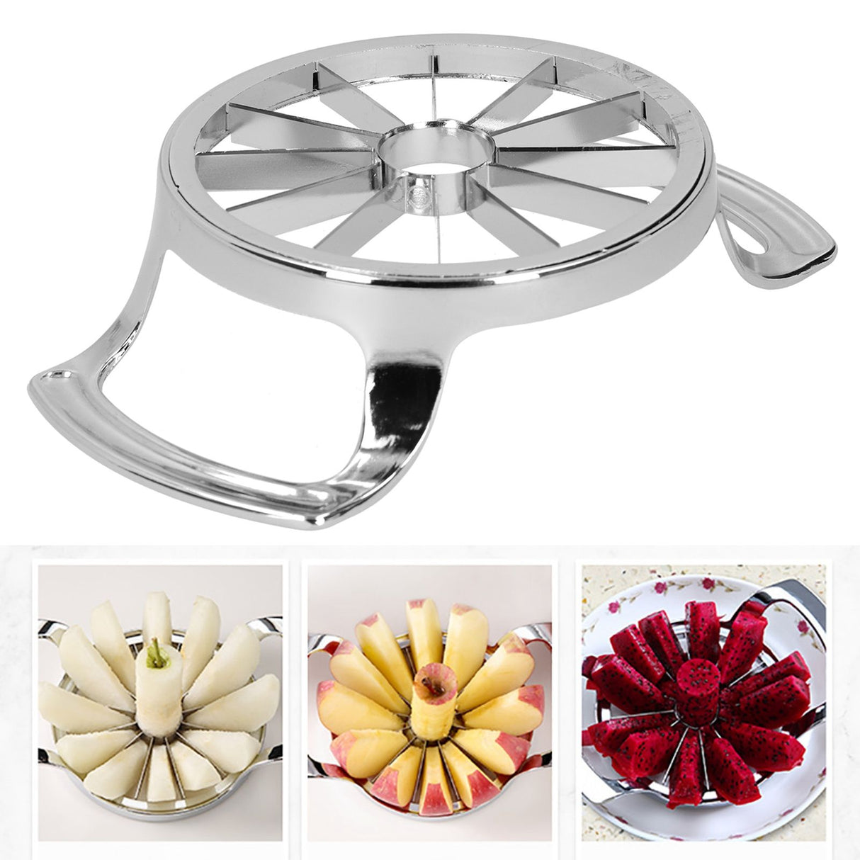 Fruit Cutter Multifunction 304 Stainless Steel Apples Cutting Tool Kitchen AccessoryL (For 12 Section)