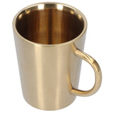 340ml 304 Stainless Steel Beer Mug Coffee Water Cup with Handgrip Double Wall DrinkwareGold - Front View