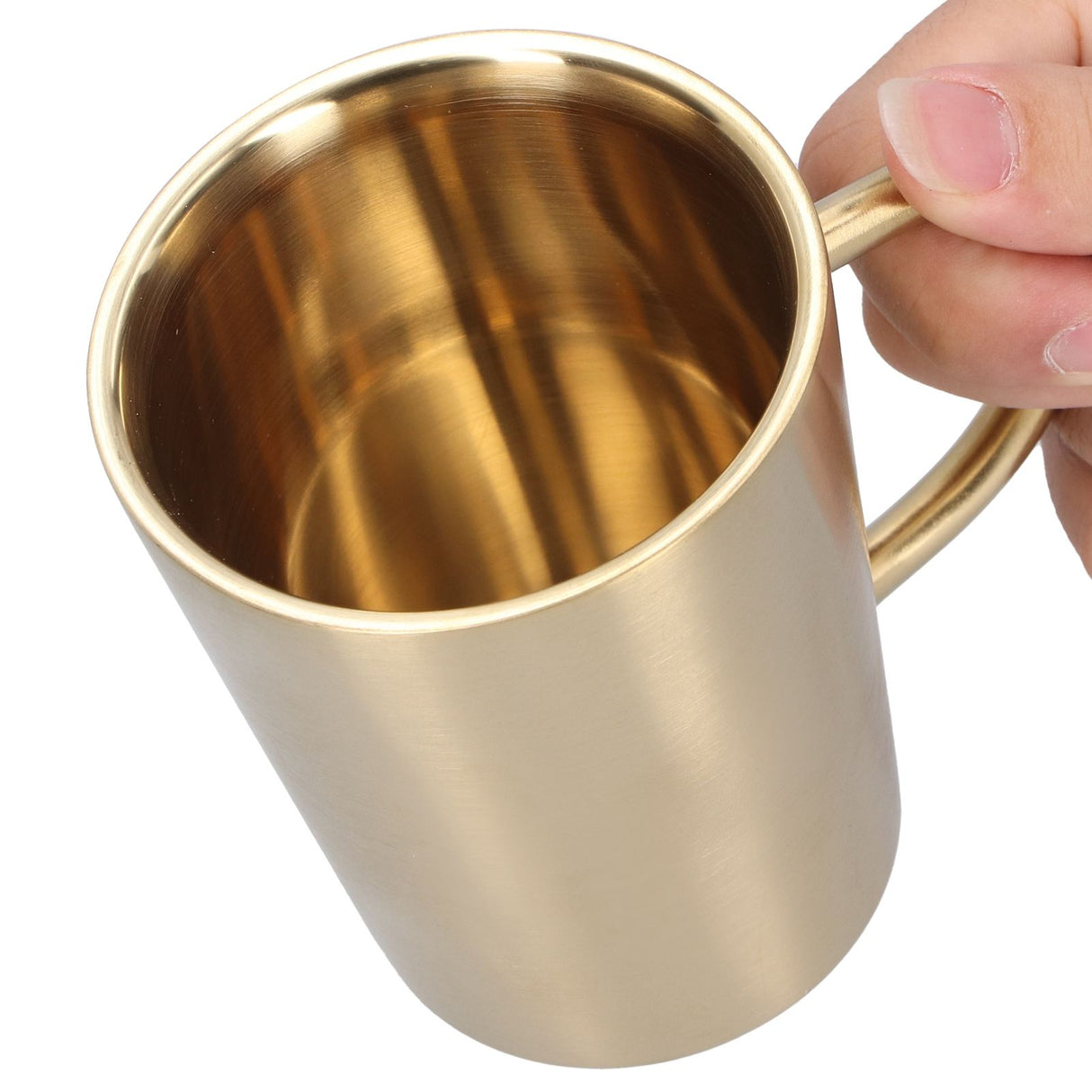 340ml 304 Stainless Steel Beer Mug Coffee Water Cup with Handgrip Double Wall DrinkwareGold