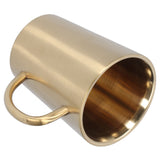 340ml 304 Stainless Steel Beer Mug Coffee Water Cup with Handgrip Double Wall DrinkwareGold - Low Angle
