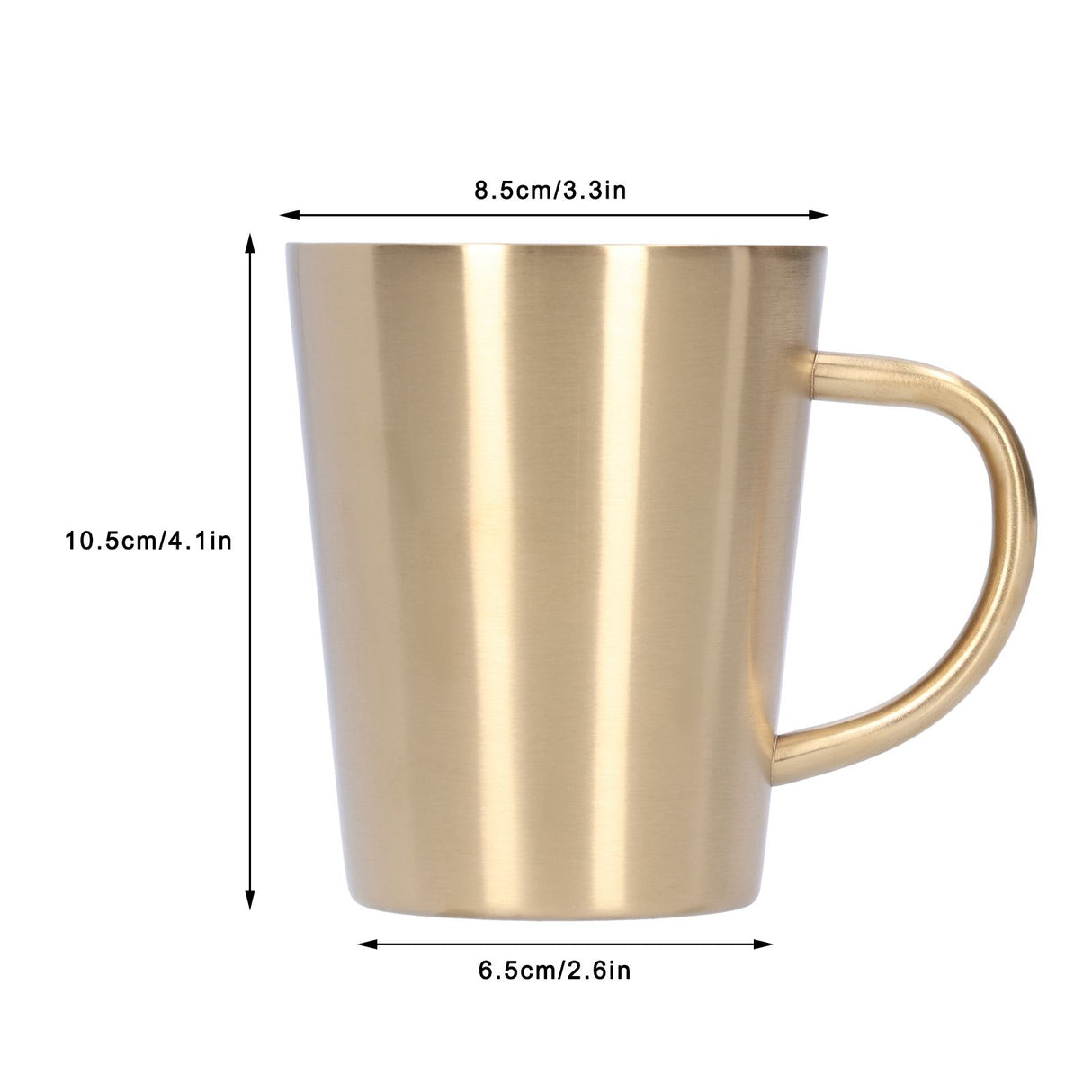 340ml 304 Stainless Steel Beer Mug Coffee Water Cup with Handgrip Double Wall DrinkwareGold