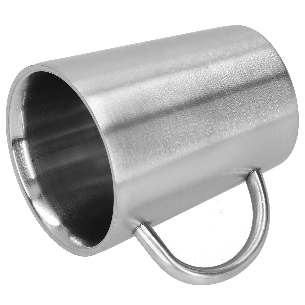 340ml 304 Stainless Steel Beer Mug Coffee Water Cup with Handgrip Double Wall DrinkwareStainless Steel Color