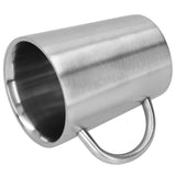 340ml 304 Stainless Steel Beer Mug Coffee Water Cup with Handgrip Double Wall DrinkwareStainless Steel Color