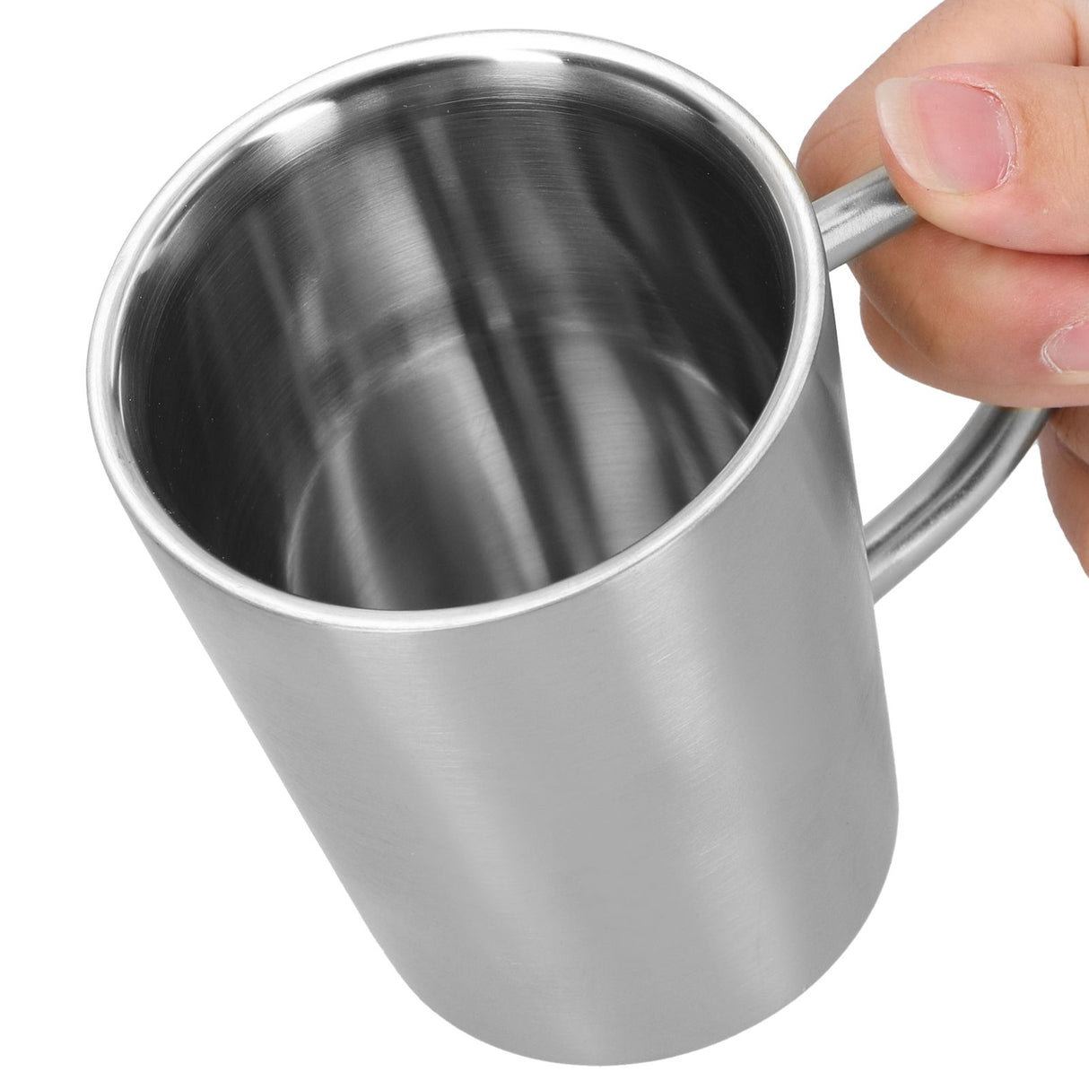 340ml 304 Stainless Steel Beer Mug Coffee Water Cup with Handgrip Double Wall DrinkwareStainless Steel Color
