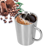 340ml 304 Stainless Steel Beer Mug Coffee Water Cup with Handgrip Double Wall DrinkwareStainless Steel Color - Extra Image