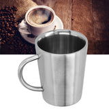 340ml 304 Stainless Steel Beer Mug Coffee Water Cup with Handgrip Double Wall DrinkwareStainless Steel Color