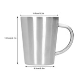 340ml 304 Stainless Steel Beer Mug Coffee Water Cup with Handgrip Double Wall DrinkwareStainless Steel Color - Extra Image