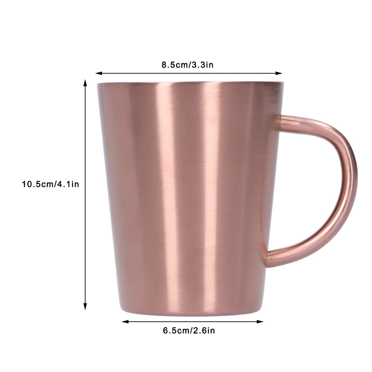 340ml 304 Stainless Steel Beer Mug Coffee Water Cup with Handgrip Double Wall DrinkwareRose Gold