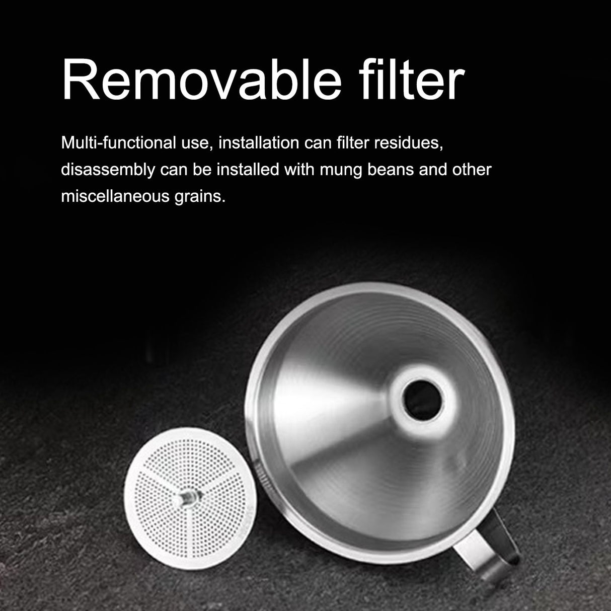304 Stainless Steel Filling Funnel Separatory Oil Beer Coffee Water Liquid Funnel Kitchen ToolLarge Size 15cm