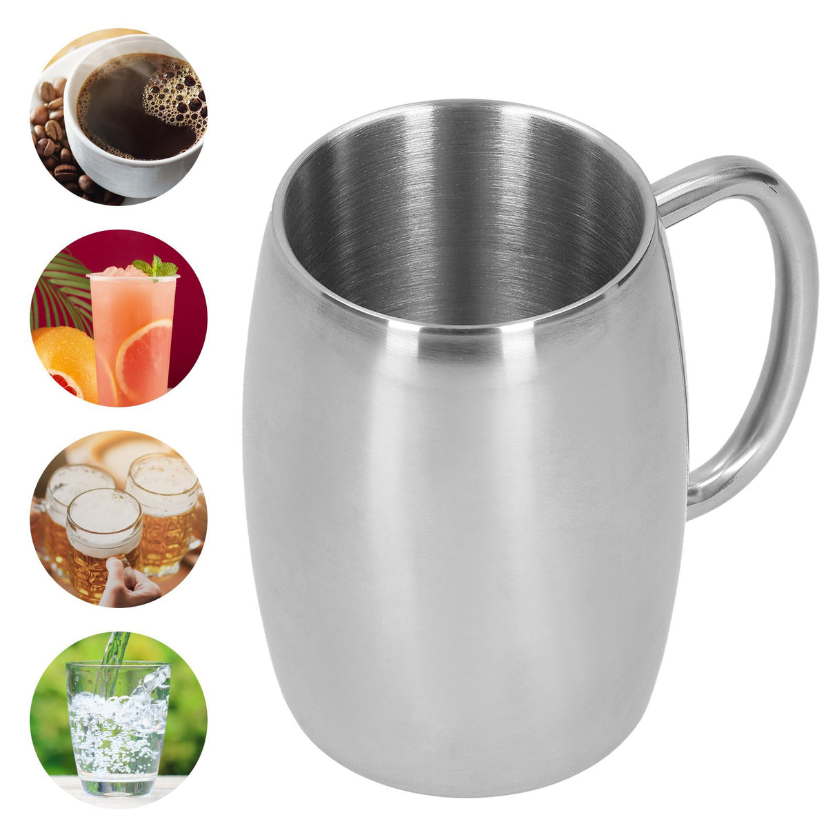 400ml Stainless Steel Beer Mug with Handle Coffee Mugs Milk Tea Cup Gift Drinkware for Office