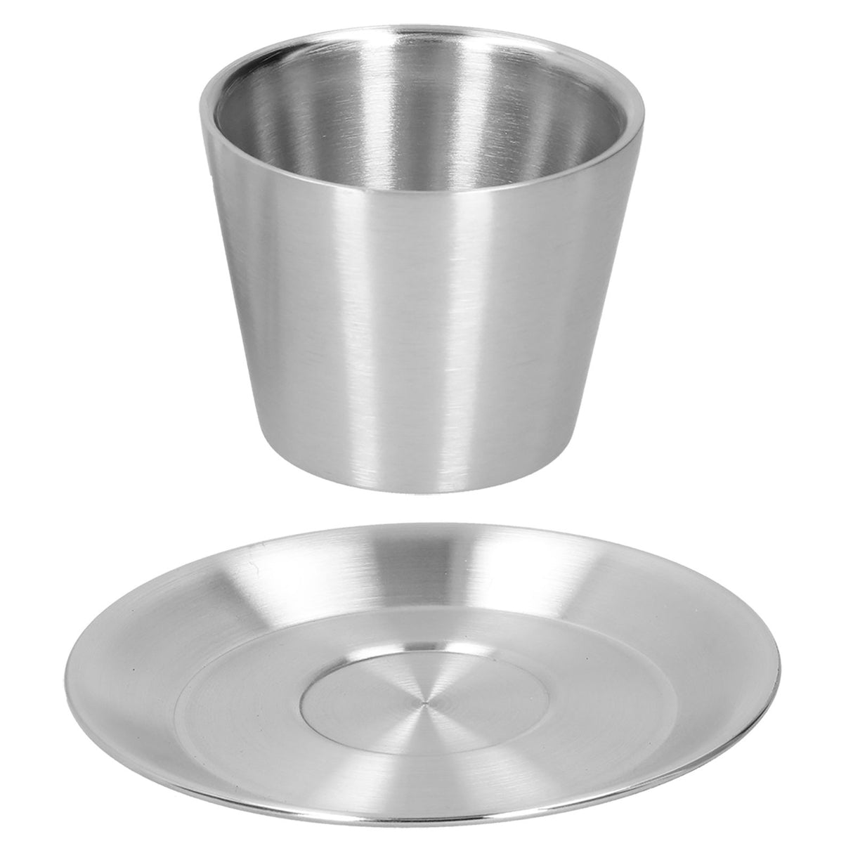 Stainless Steel Coffee Cup Set Double Walled Coffee Mug with Saucer Tea Mug Drinkware