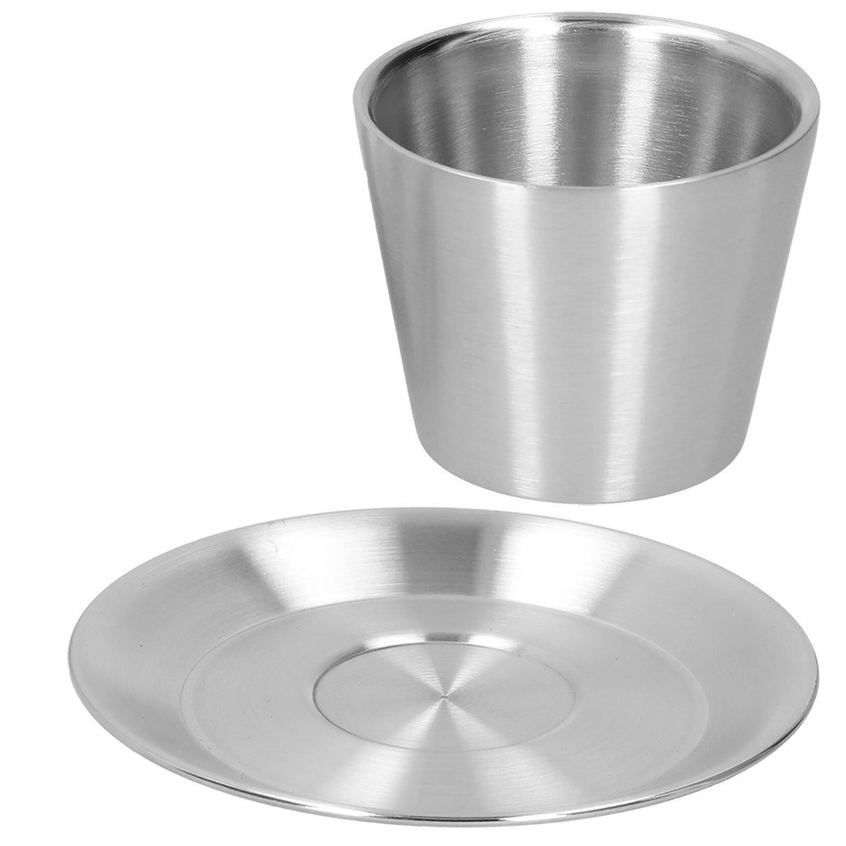 Stainless Steel Coffee Cup Set Double Walled Coffee Mug with Saucer Tea Mug Drinkware