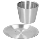 Stainless Steel Coffee Cup Set Double Walled Coffee Mug with Saucer Tea Mug Drinkware - Low Angle