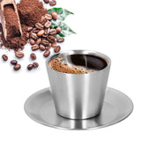 Stainless Steel Coffee Cup Set Double Walled Coffee Mug with Saucer Tea Mug Drinkware - Extra Image