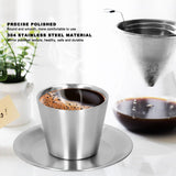 Stainless Steel Coffee Cup Set Double Walled Coffee Mug with Saucer Tea Mug Drinkware