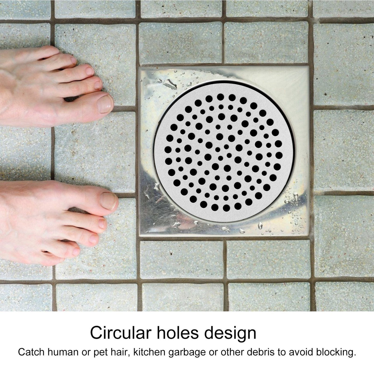 Floor Drain Filter Stainless Steel Round Drainage Shower Strainer Mesh Piece Anti Blocking(68mm )