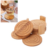 6PCS Bamboo Coaster with Holder Round Cup Mats Pad for Cold Drinks and Hot Beverage Home Supply - Extra Image