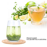 6PCS Bamboo Coaster with Holder Round Cup Mats Pad for Cold Drinks and Hot Beverage Home Supply