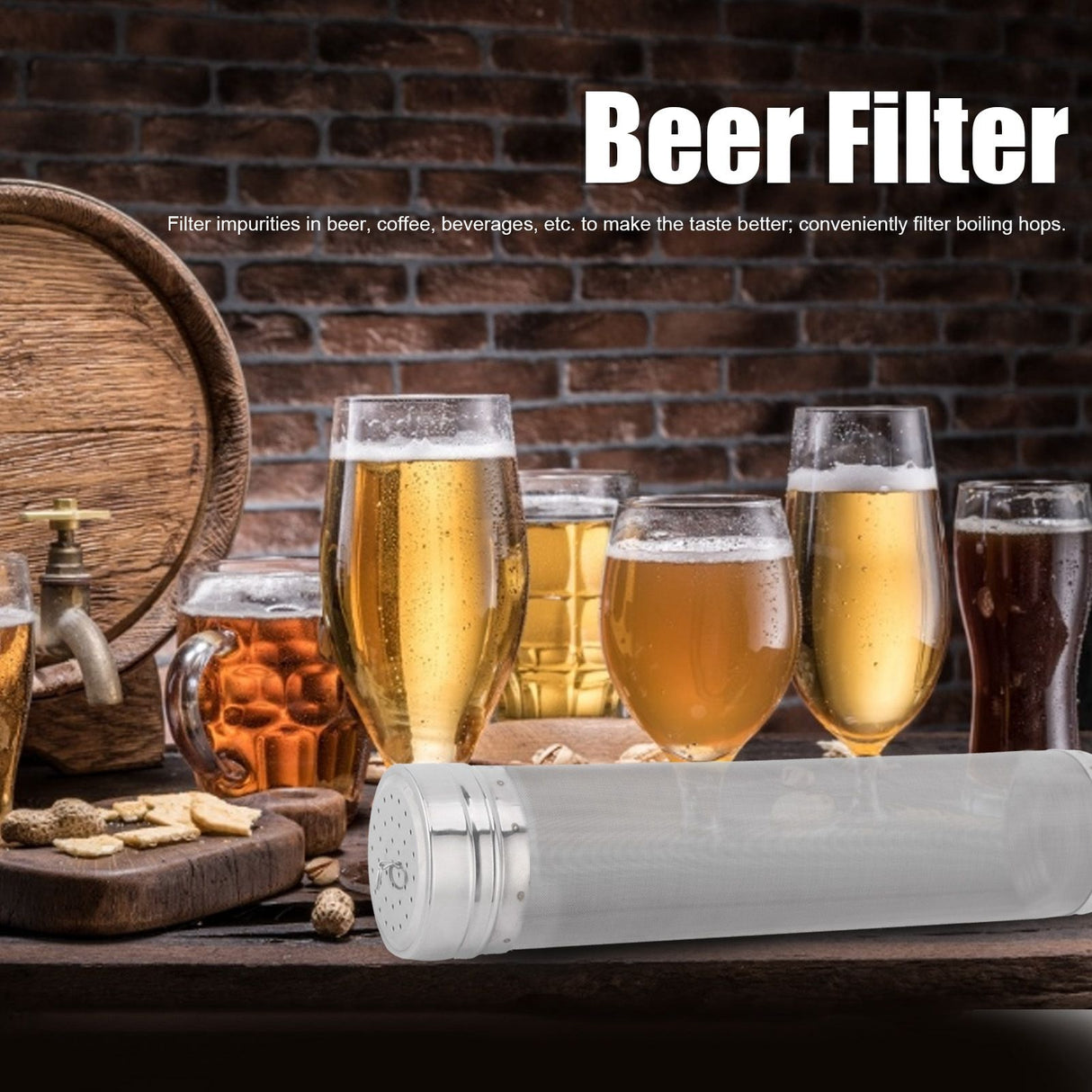 Stainless Steel Beer Filter Mesh Beer Strainer Filter for Home Brewing 70 x 300mm