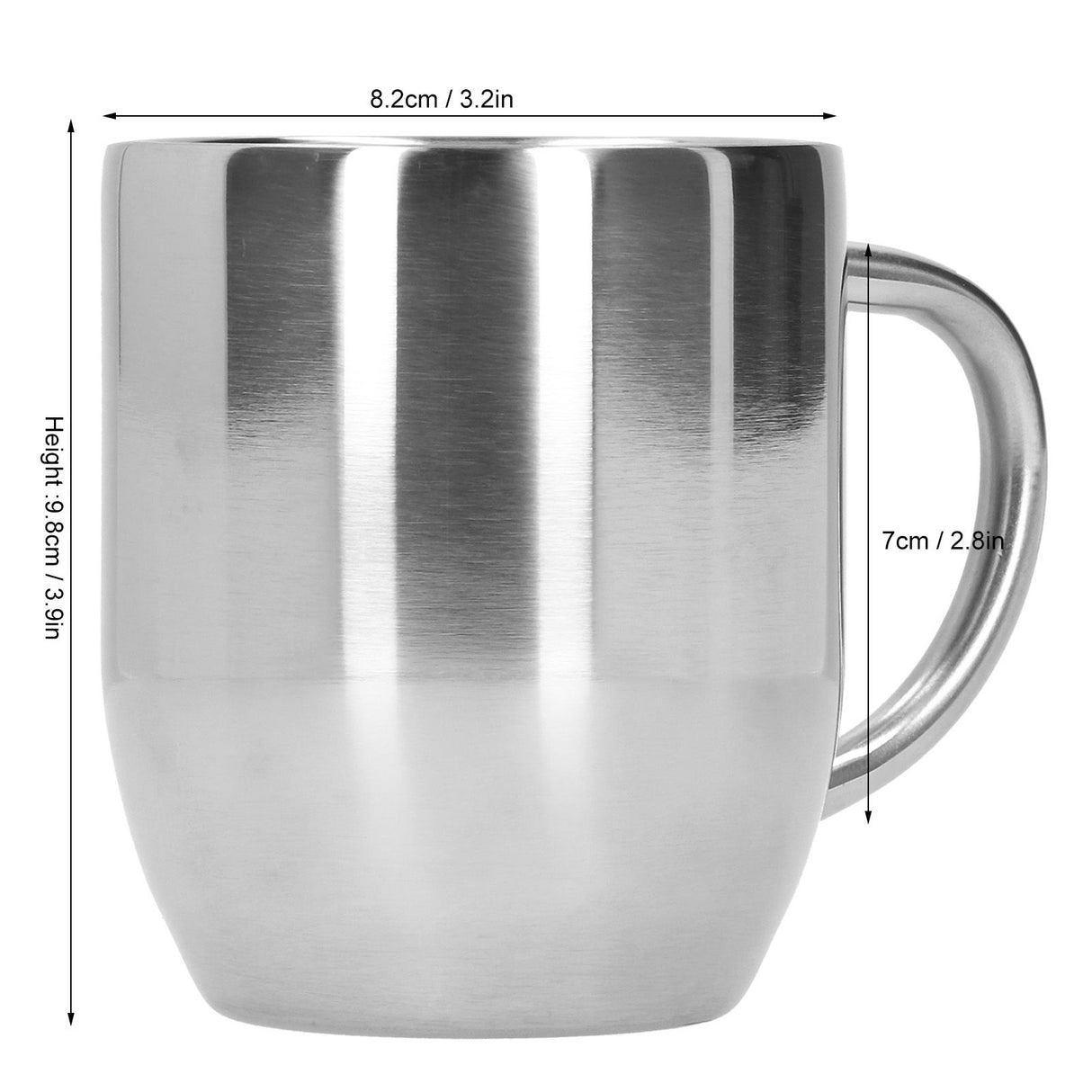 304 Stainless Steel DoubleLayer Coffee Cup Thickening Handle Mark Cup 350ml for Office