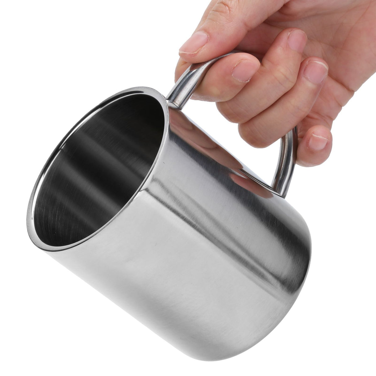 Mug Cup 304 Stainless Steel Sanding Mirror Finish Portable Coffee Cup with Handle 300ml