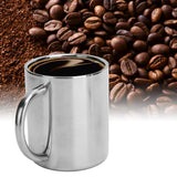 Mug Cup 304 Stainless Steel Sanding Mirror Finish Portable Coffee Cup with Handle 300ml