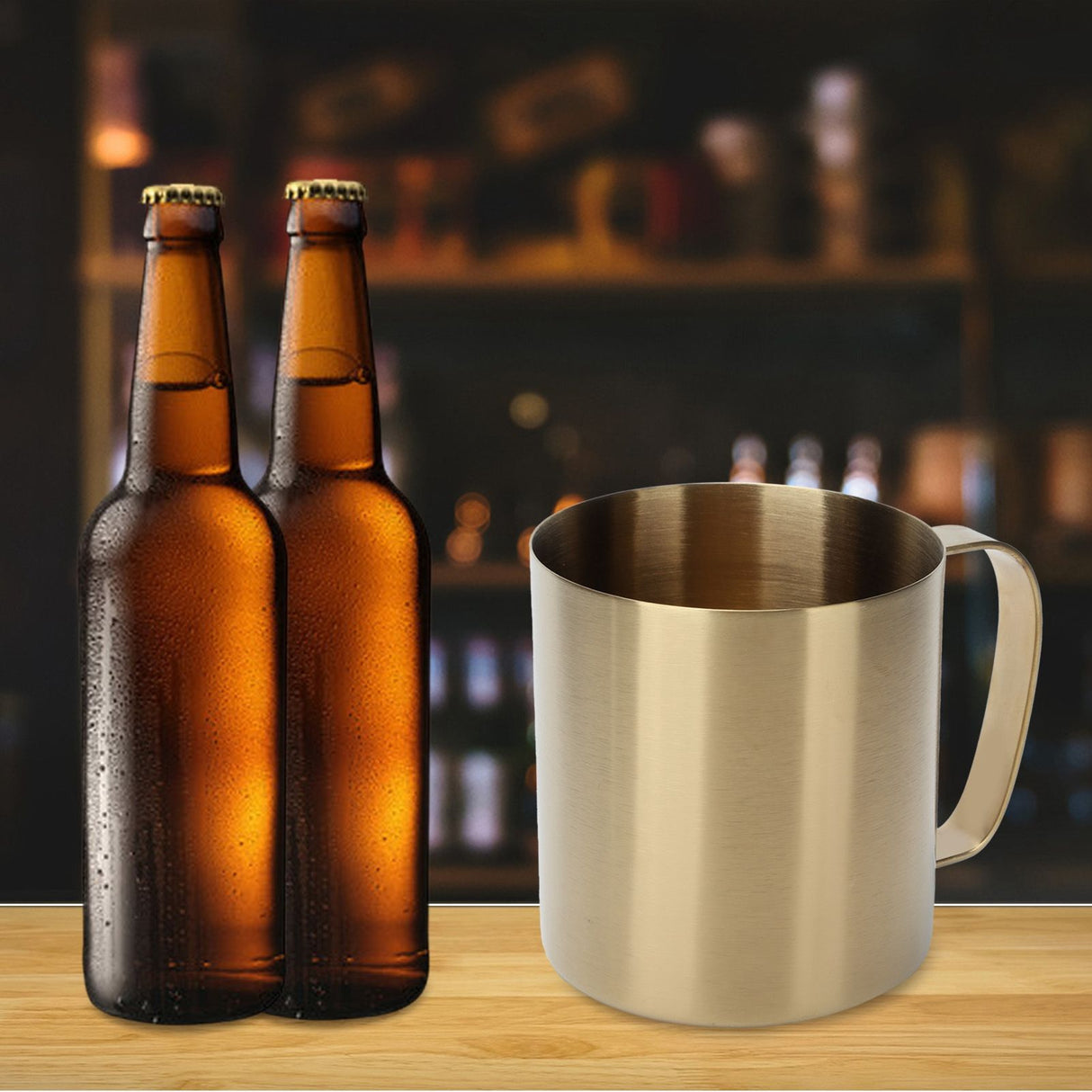 Stainless Steel Office Beer Mug Portable Household Outdoor Water Coffee Cup 480mlGold