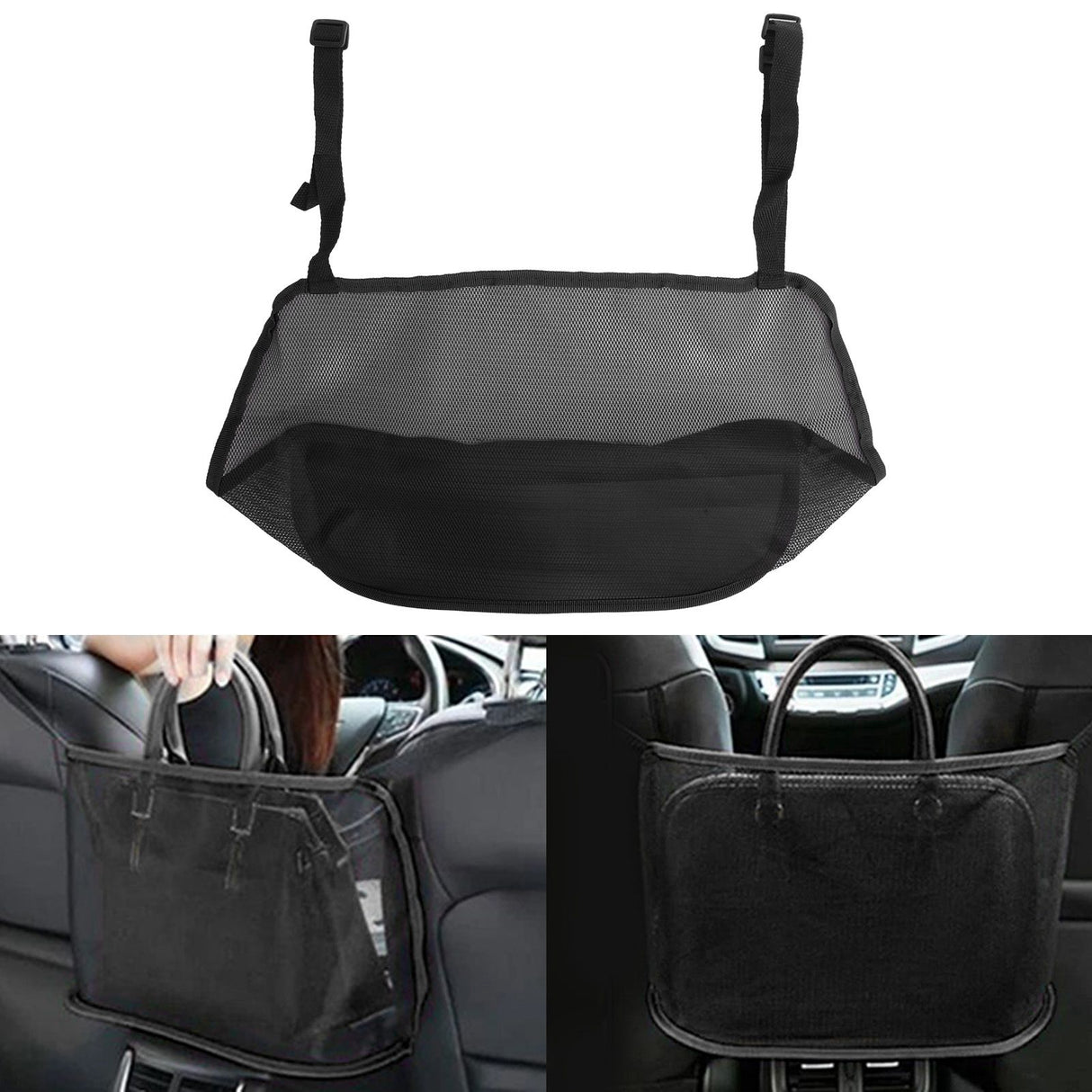 Car Net Pocket Handbag Holder Auto Chair Back Folding Hanging Mesh Organizer ToolsBlack
