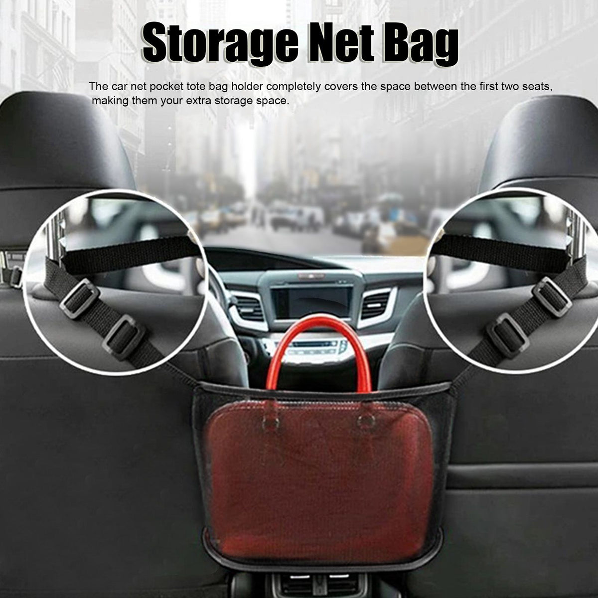 Car Net Pocket Handbag Holder Auto Chair Back Folding Hanging Mesh Organizer ToolsBlack