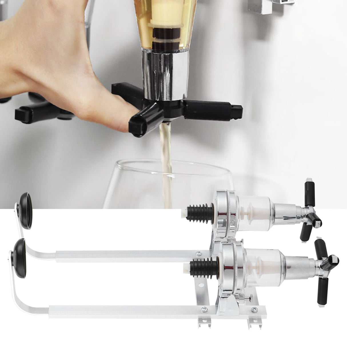 Wall Mounted 2‑Bottle Wine Dispenser Liquor Drinks Beer Dispenser for Home Bar Supplies