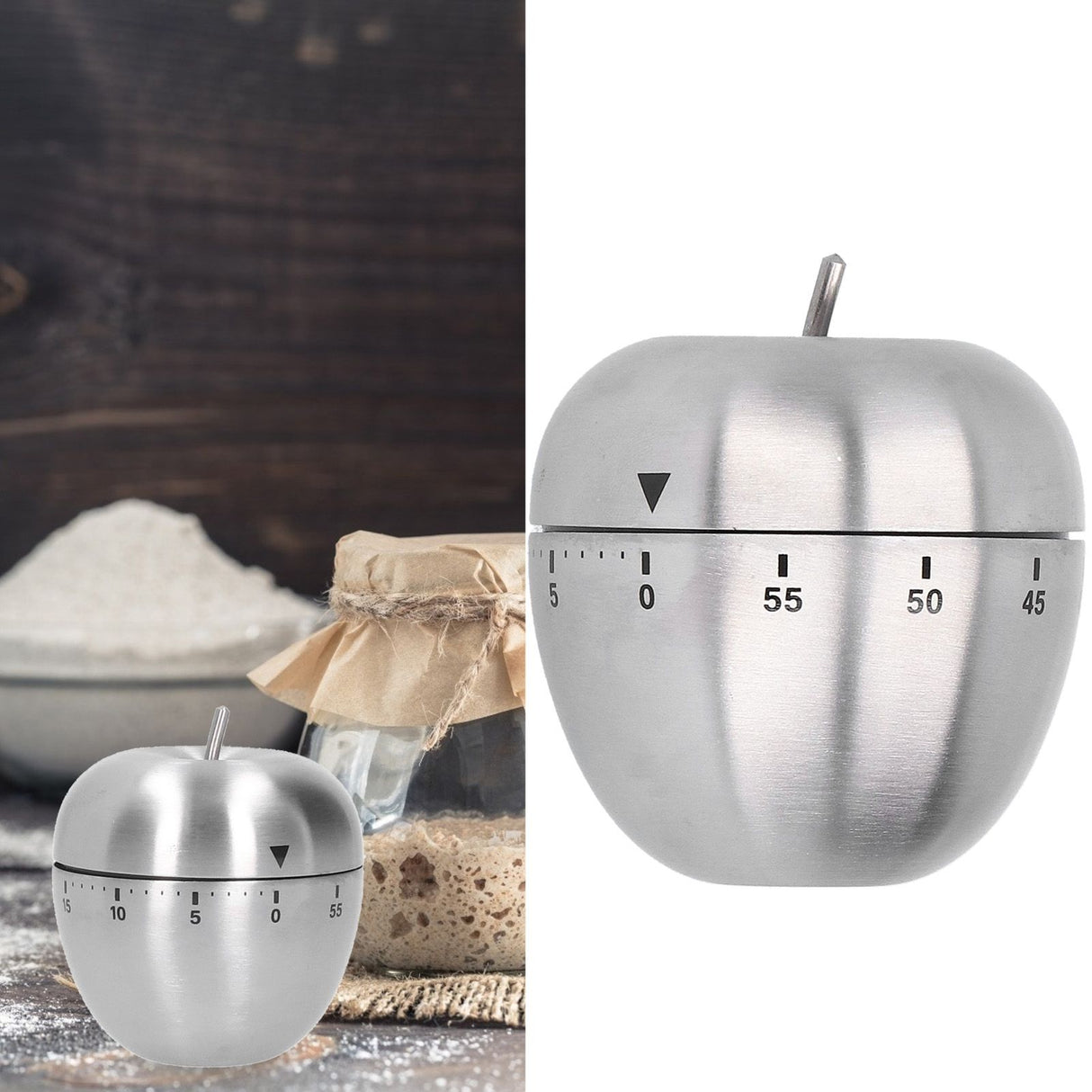 Apple Shaped Timer Stainless Steel Mechanical Cooking Countdown Alarm Timer Kitchen Tool