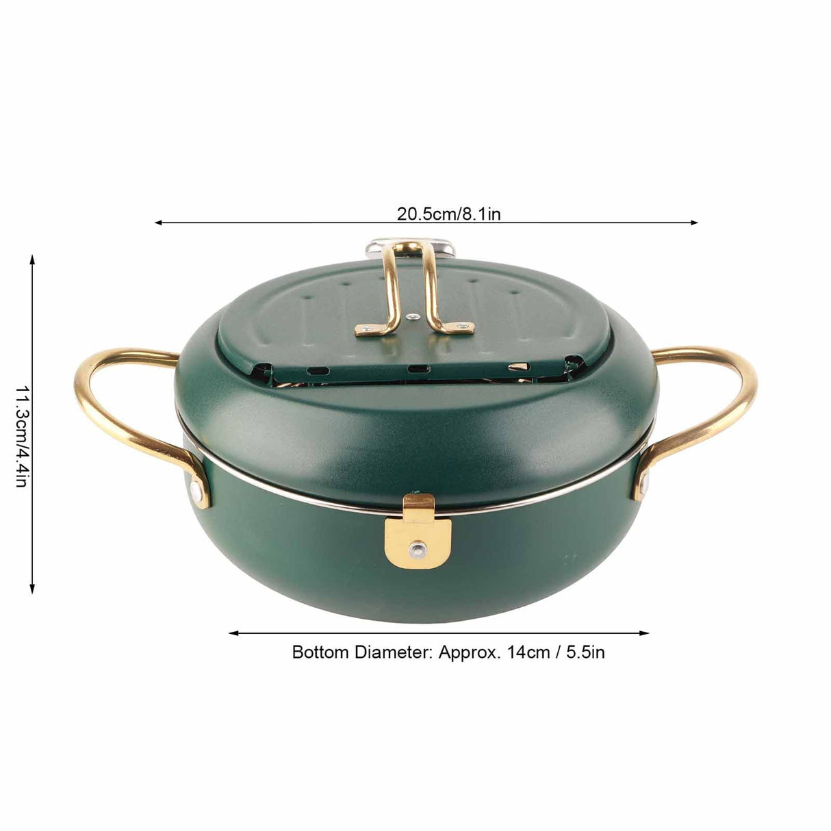 Frying Pot with Thermometer Japanese Stainless Steel Fryer Pan for Induction Cooker Deep Green