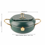 Frying Pot with Thermometer Japanese Stainless Steel Fryer Pan for Induction Cooker Deep Green