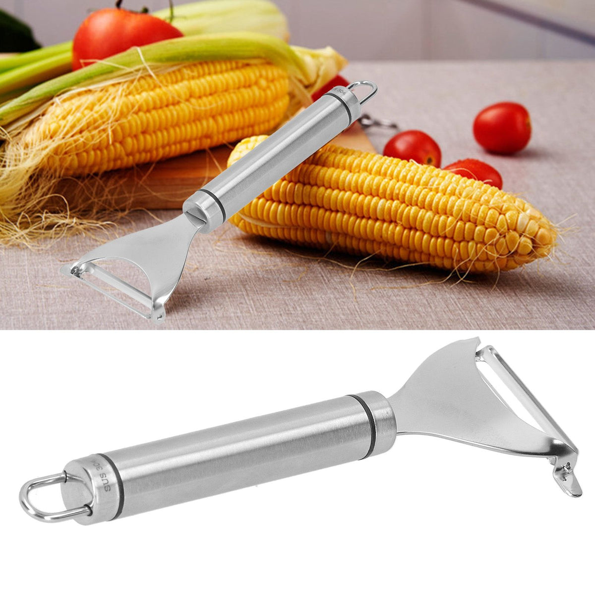 Corn Peeler with Handle 304 Stainless Steel Thresher Stripper Cob Cutter Kitchen Tool