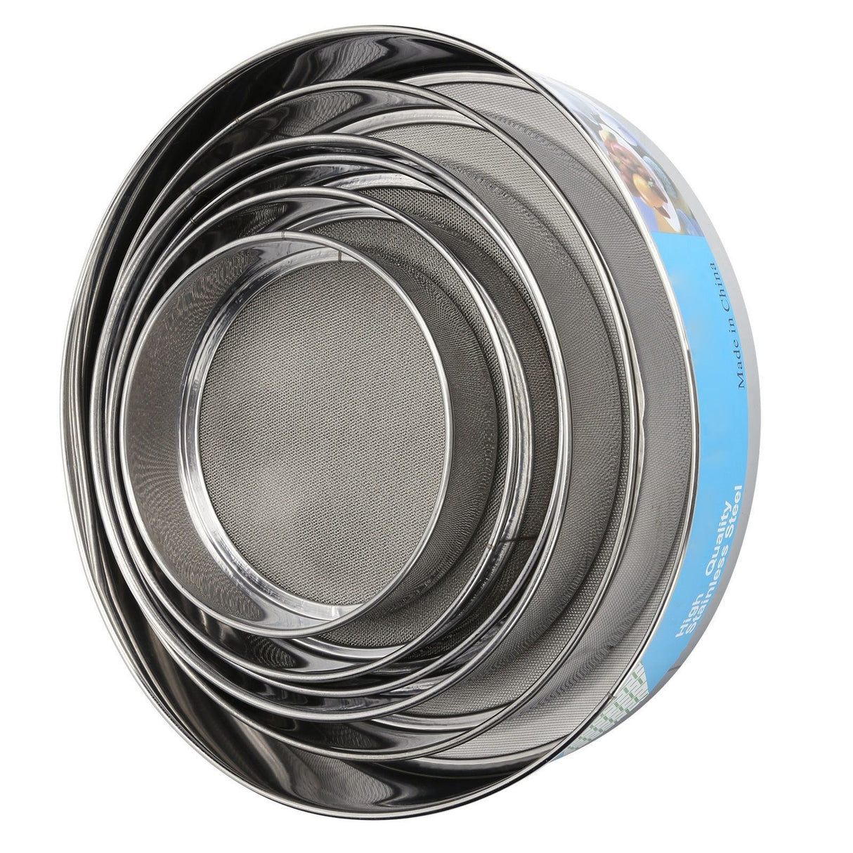 6PCS Stainless Steel Fine Mesh Flour Sieve Set Round Shape Flour Filter Strainer Kitchen Tools