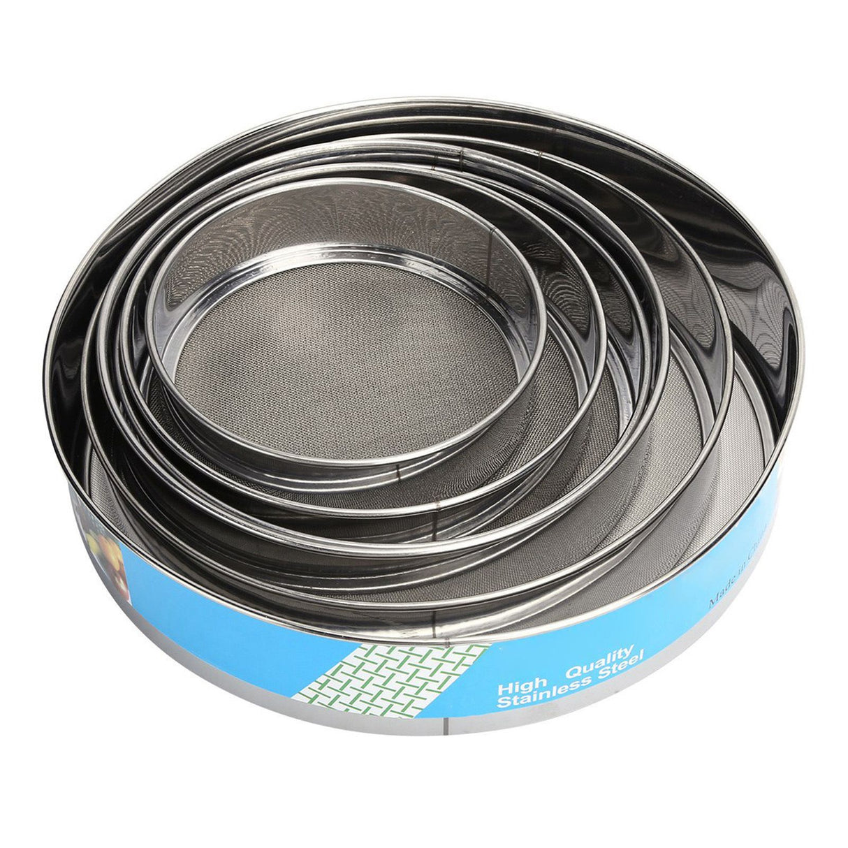 6PCS Stainless Steel Fine Mesh Flour Sieve Set Round Shape Flour Filter Strainer Kitchen Tools