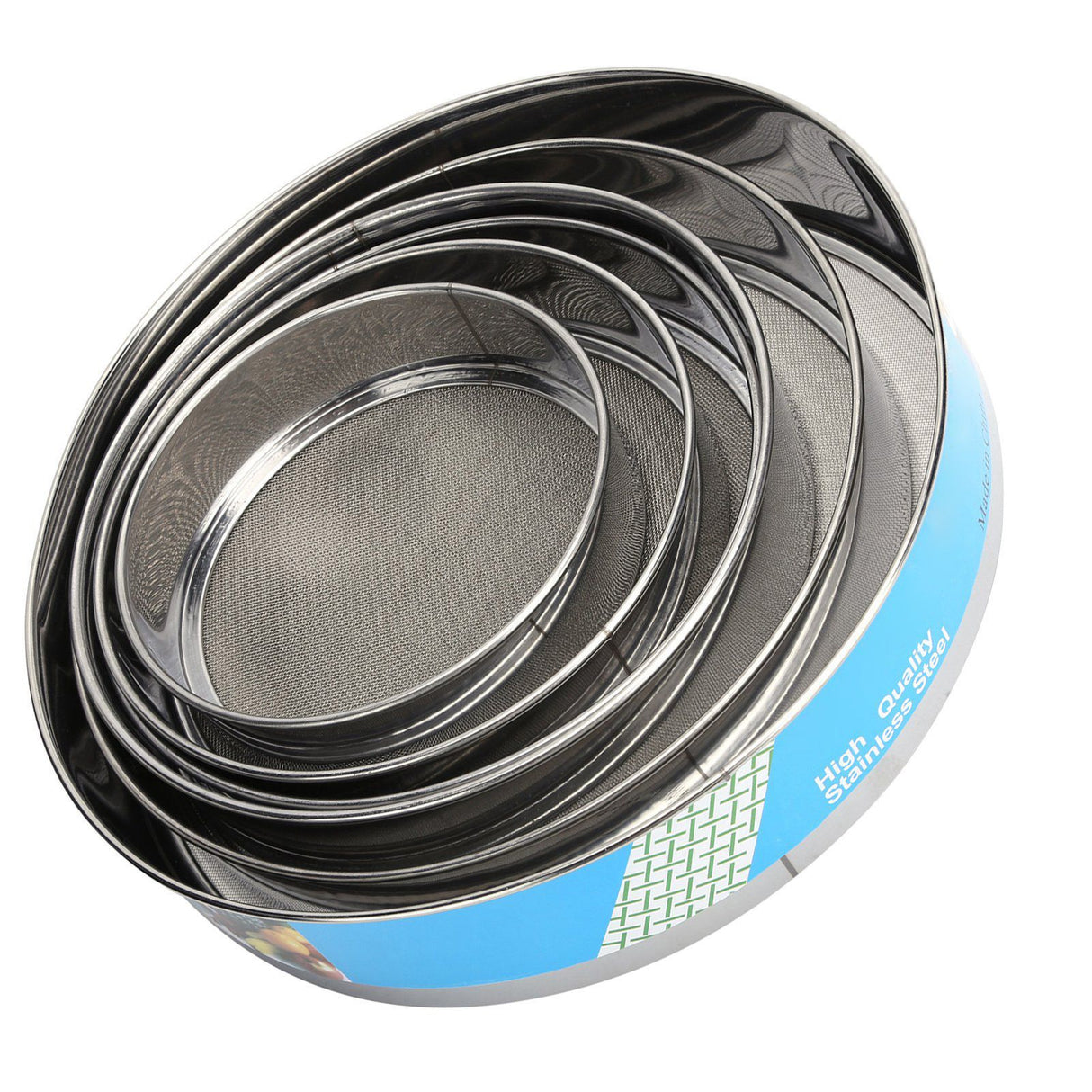 6PCS Stainless Steel Fine Mesh Flour Sieve Set Round Shape Flour Filter Strainer Kitchen Tools
