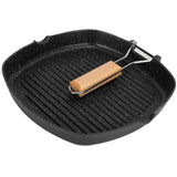 NonStick Practical Frying Pan Steak Skillet BBQ with Foldable Handle Kitchen Supplies(28cm )