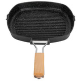 NonStick Practical Frying Pan Steak Skillet BBQ with Foldable Handle Kitchen Supplies(28cm ) - Rear View