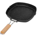 NonStick Practical Frying Pan Steak Skillet BBQ with Foldable Handle Kitchen Supplies(28cm )