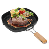 NonStick Practical Frying Pan Steak Skillet BBQ with Foldable Handle Kitchen Supplies(28cm )
